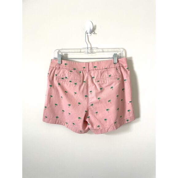 J. Crew Tropical Palm Tree Chino Shorts Pink Green Size 6 - Picture 2 of 6